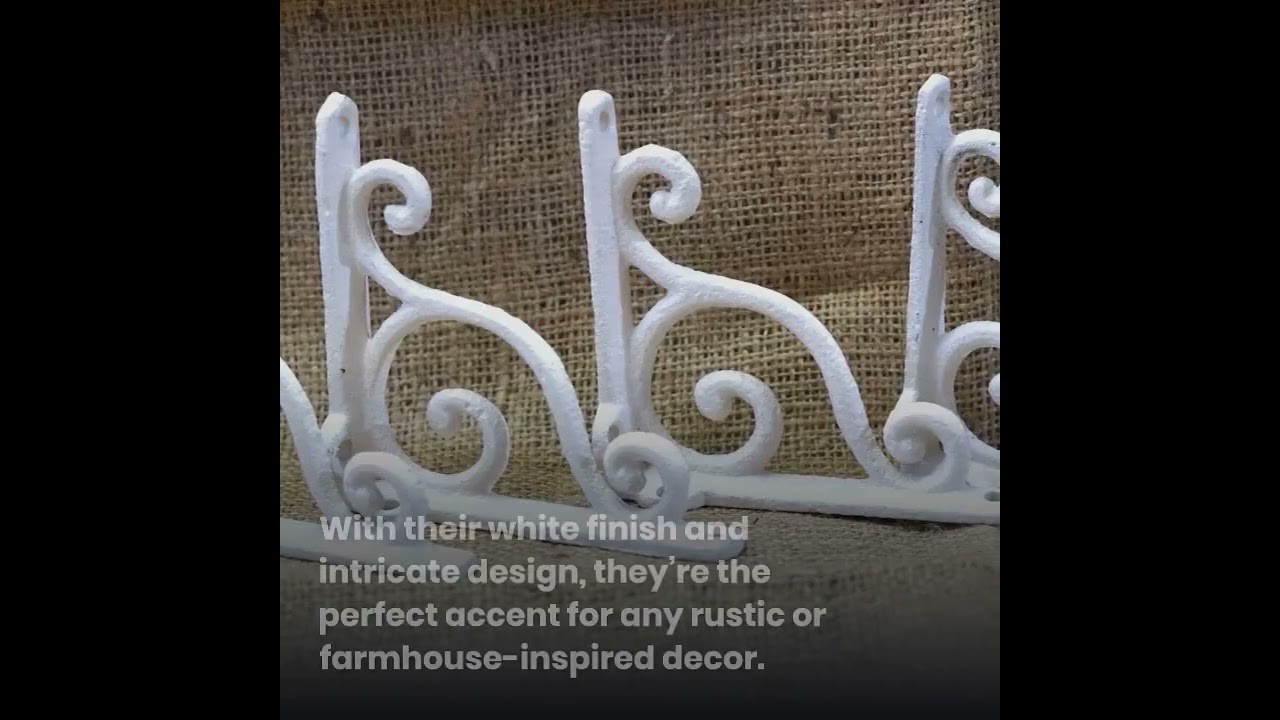 "Rustic White Cast Iron Brackets for Wall Shelves and Corbels - Set of 6 - Free Shipping
