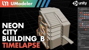 3D Modeling in Unity - Timelapse of a Sci_Fi Building_B in the Neon-City with UModeler