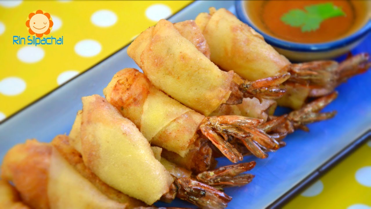 How To Make Thai Crispy Shrimp In A Blanket Shrimp Rolls Youtube