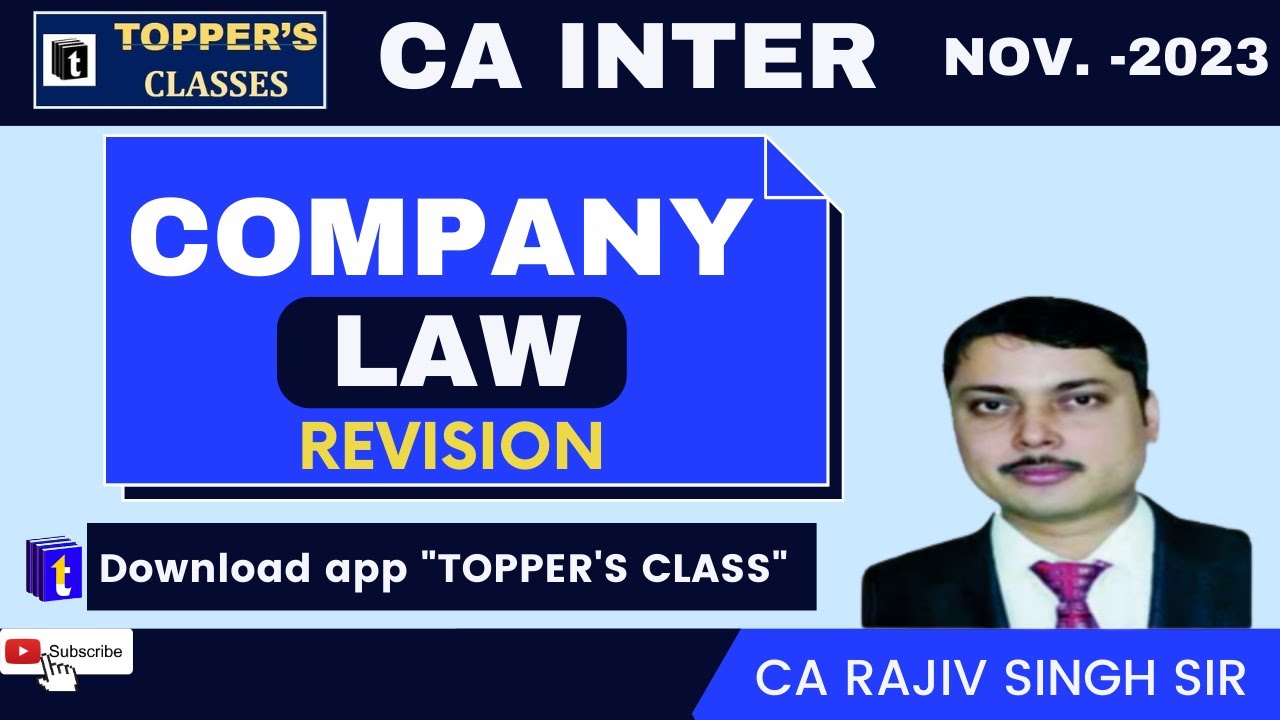 CA INTER COMPANY LAW REVISION CLASS FOR NOV. 2023 STUDENTS BY CA RAJIV ...