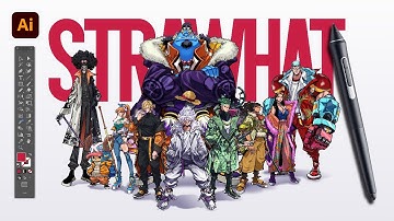 One Piece Art Compilation | Modern StrawHat Pirates in Adobe Illustrator