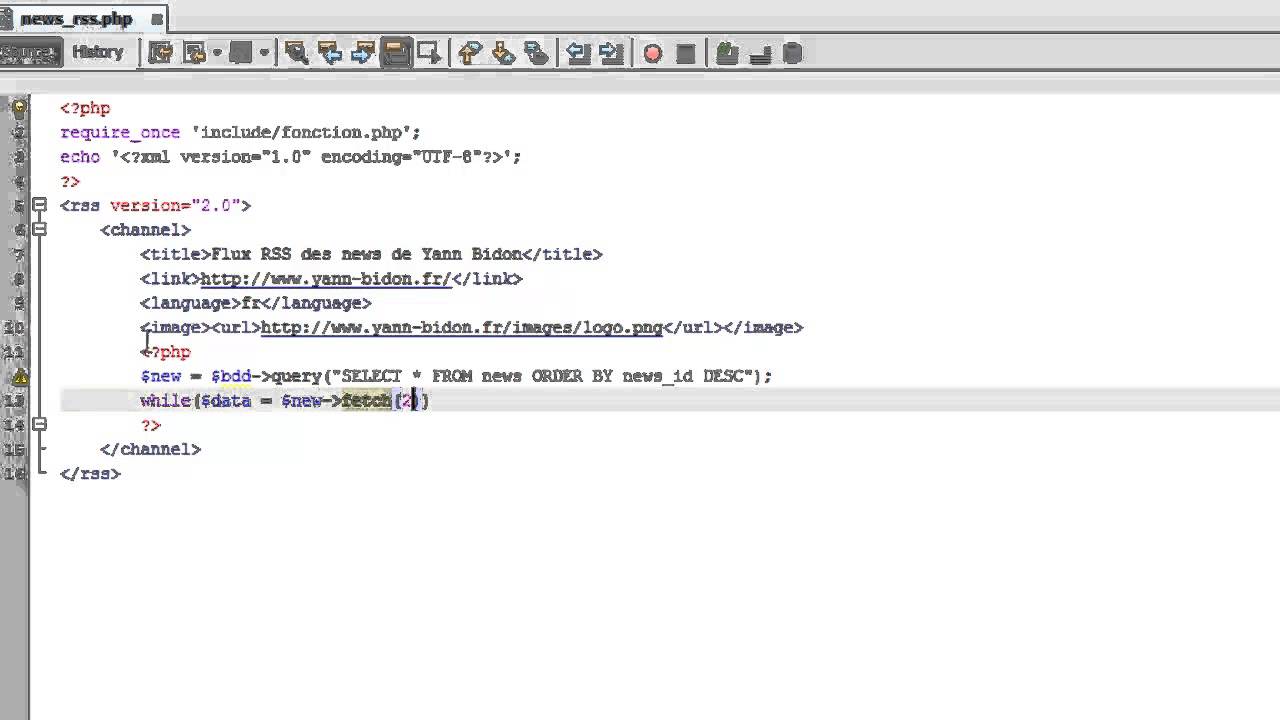 Réalisation d'un flux RSS - Tutoriel PHP