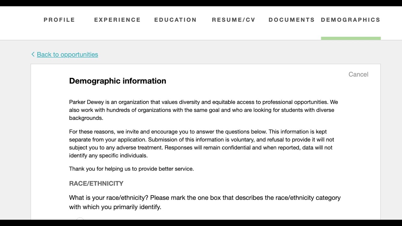 Creating Your Parker Dewey Profile Profile Demographics Section YouTube