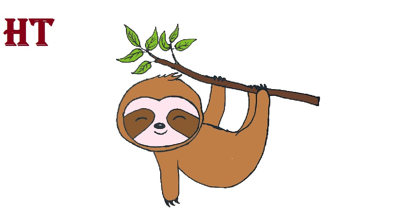 Draw a Cartoon Sloth Step By Step Video Art for Kids - Sloth Of The Day