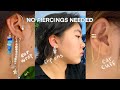 Earrings that DON'T require piercings | How I fake piercings | Ear cuffs, clip on earrings, ear wrap