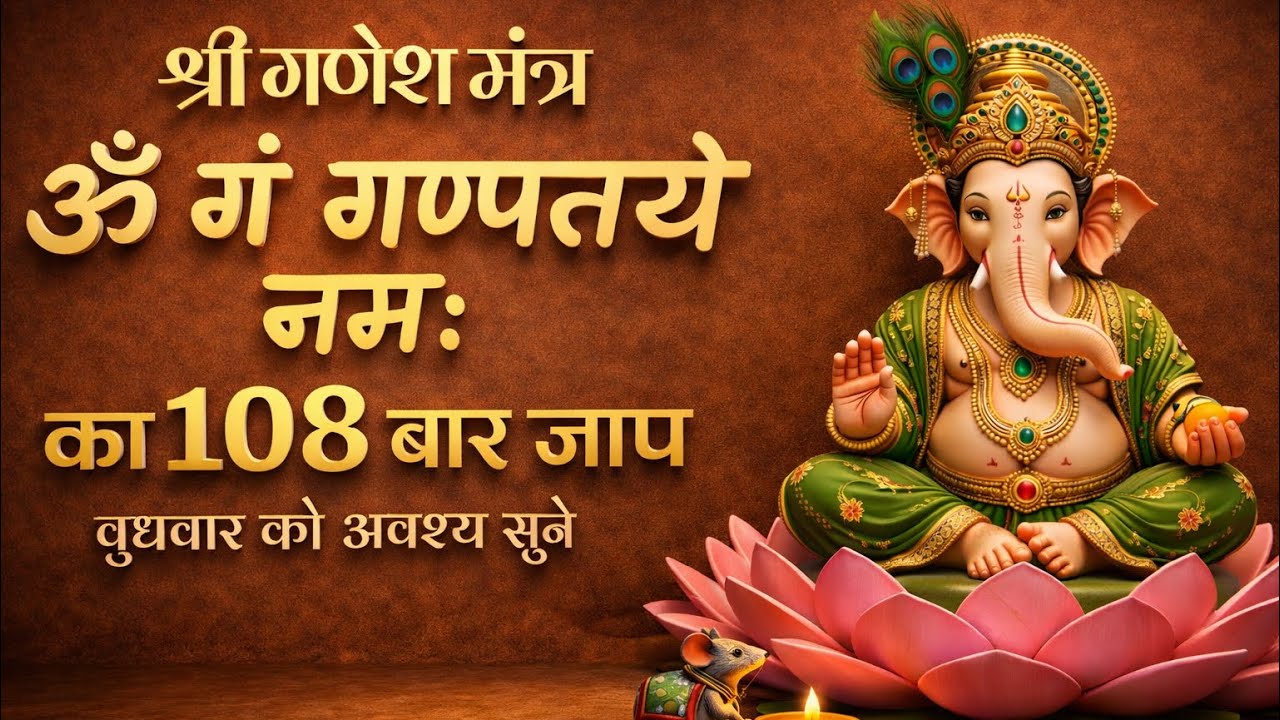 ॐ गं गणपतये नमः | 108 बार शक्तिशाली गणेश मंत्र जाप | बुधवार विशेष | Ganesh Mantra