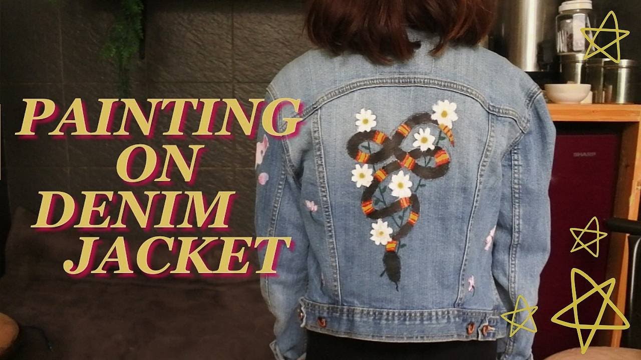 I painted my denim jacket cuz why not 🐍🎨 paint with me - YouTube
