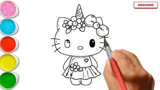 Draw Kitty Unicorn Coloring For Kids & Toddlers I Kids Colour & World 💕🦄 #draw#colors#kids#viral