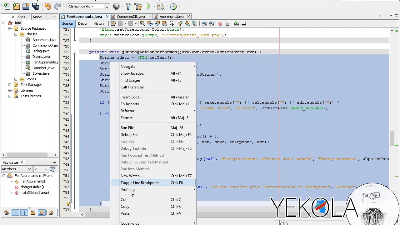Java : bouton modifier