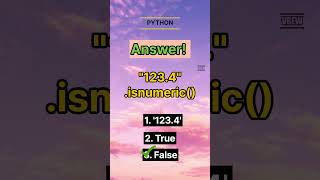python isnumeric method#quiz #python #pythontutorial #pythonprogramming #pythonforbeginners #python3 Details