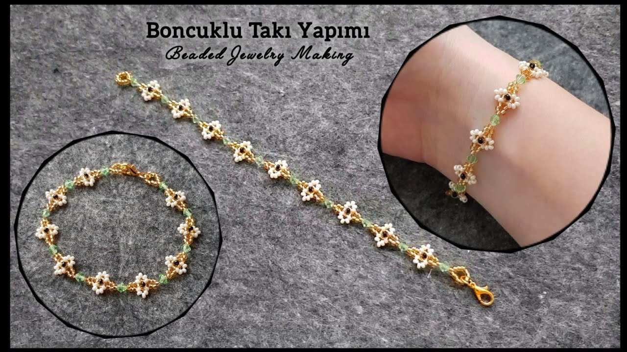 Kristal bileklik yapımı. Elegant bracelet tutorial with crystal and seed beads. Beads jewelry making