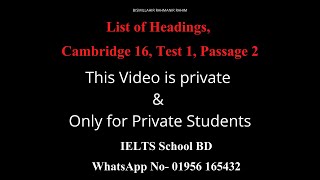 List of Headings, Cambridge 16, Test 1, Passage 2