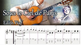 Video thumbnail of "Sous le Ciel de Paris - Fingerstyle Guitar | TAB"