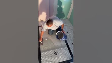 Floor Tile Installation (Custom Layout Design #tiling #bathroomdesign #tilesetter #diy #construction