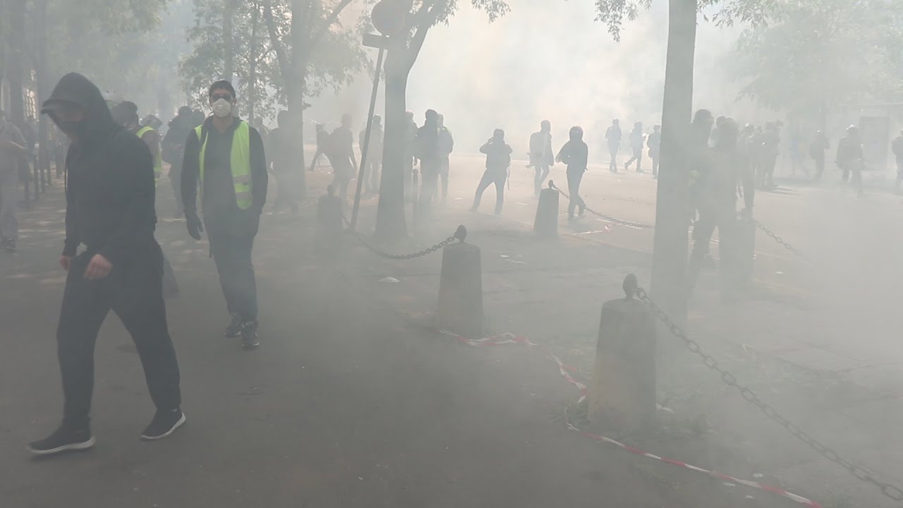 Rellen op de Dag van de Arbeid, Parijs (Traangas, Gele Hesjes, Black