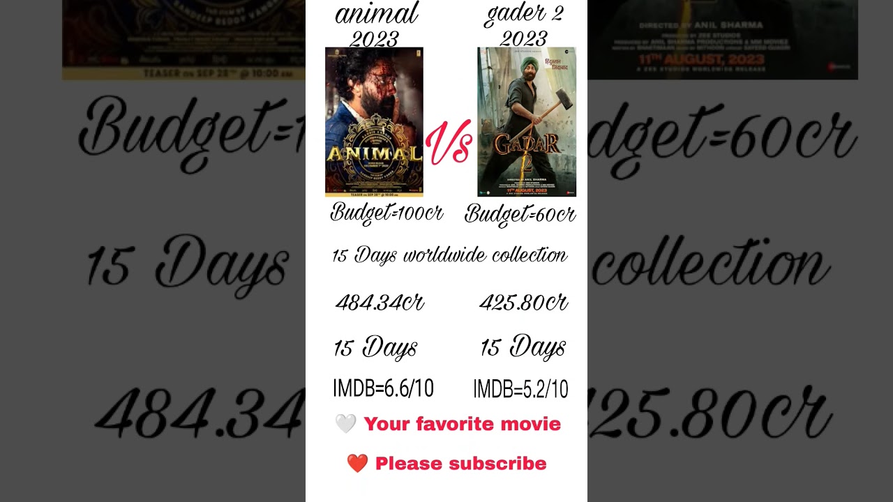 15 Days worldwide collection💥animal vs gadar 2