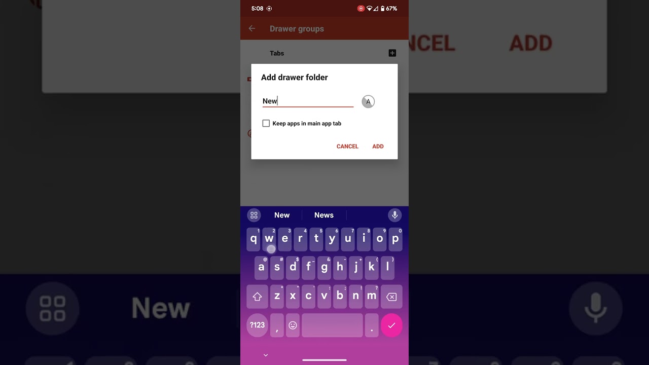 Create Folder in Nova Launcher app drawer on Pixel 7 Pro