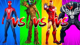 Superheroes Color Dance Challenge Spider-Man Vs Groot Vs Iron Man Vs Venom