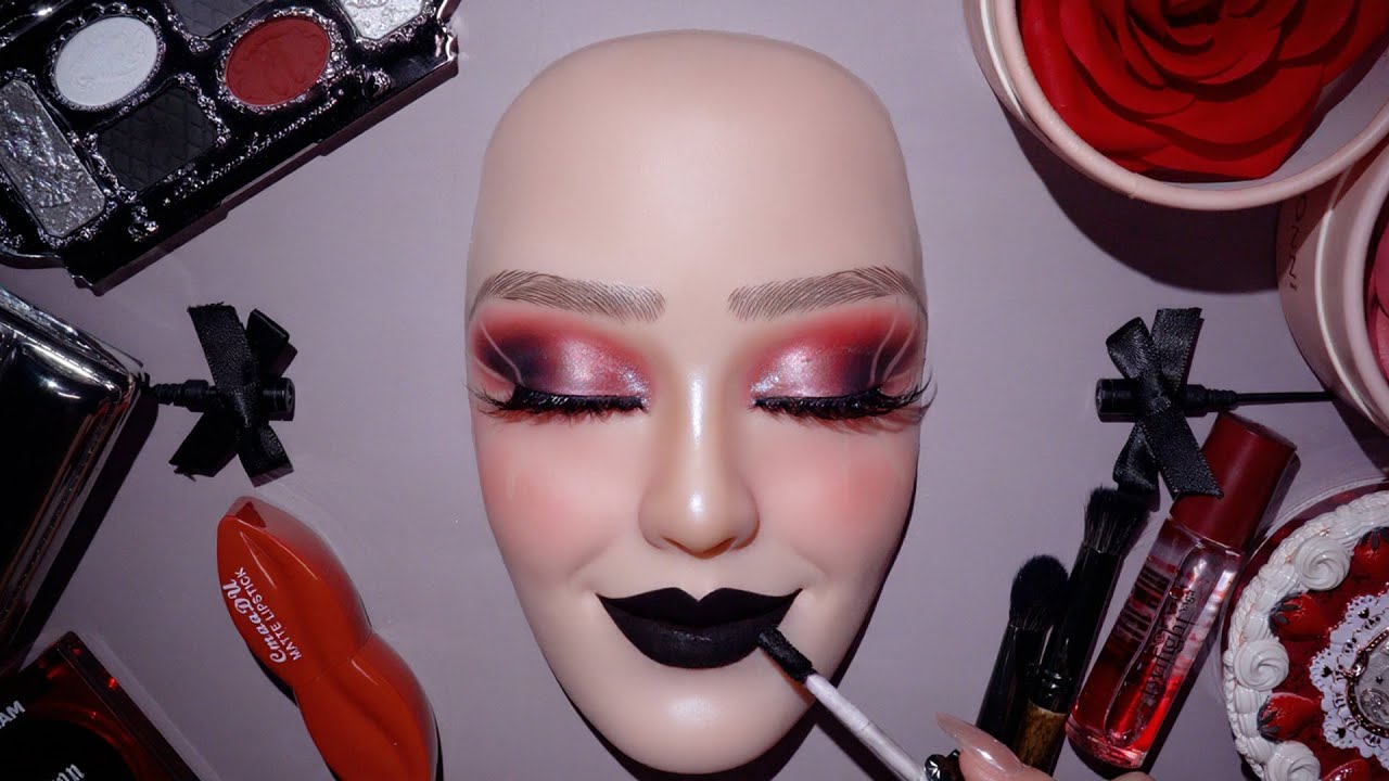 ASMR maquiagem satisfatória (no talking) 🖤 Scarlet Velvet Veil | Relaxante para dormir! #24