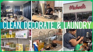 CLEAN, DECORATE AND DO SOME LAUNDRY WITH ME / SUMMER DECORATE / MICHAELS SHOPPING AND HAUL /SHYVONNE