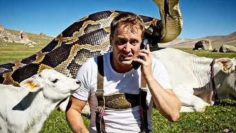 "Brave Heroes Save Innocent Mother Cow from Giant Python’s Attack🐍