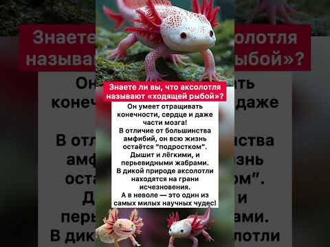 Знаете ли вы, что аксолотля называют «ходящей рыбой»? #хочуфакты #интересное #факты