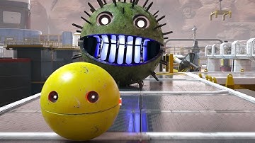 Epic Robot Maze Battle: Pacman, Chain Chomp, and Walking Robot Pacman vs Evil Machines