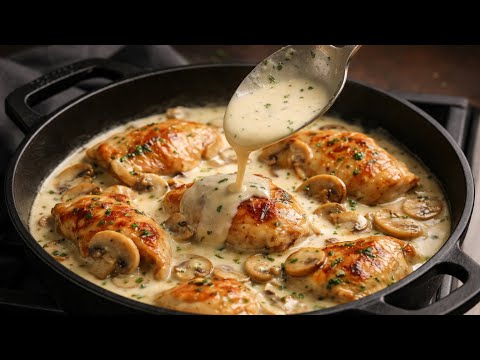 I Make This Mushroom Chicken 3 Times a Week! Easy & Creamy One Skillet Dinner