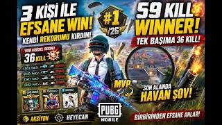 59 KİLL WINNER! TEK BAŞIMA 36 KILL KENDİ REKORUMU KIRDIM! HAVAN ŞOV! #pubgmobile #spiderman #pubg