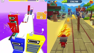 Talking Tom Gold Run VS Battery Run 3D  Speedrun All Levels Gameplay 4K