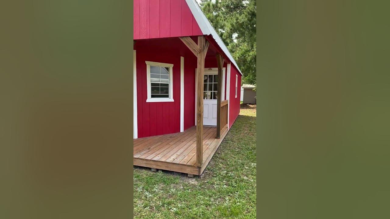 Buna TX 12x32 Deluxe Lofted Barn Cabin Howard Sales Stor Mor Portable