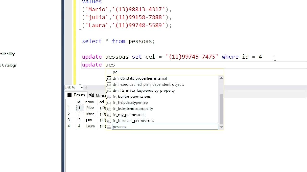 aula 3 - SQL SERVER - Atualização de registros da tabela - YouTube