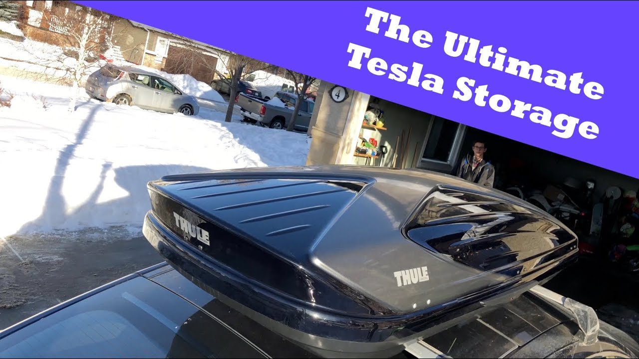 Stealth Tesla Model Y with Thule Ski Box 