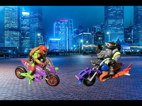 Playmates TMNT Raph's Purple Dragon Cycle and Rocksteady's
