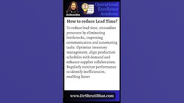 How to reduce Lead time? | How do you optimize lead time?