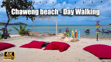 4K Koh Samui Chaweng beach Walking tour | Virtual walking tour - Streets of Thailand 2021