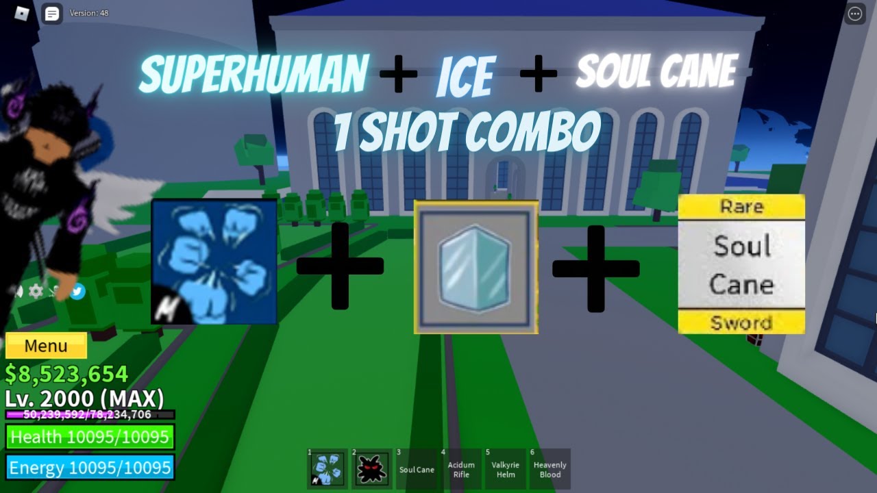 Blox Fruits - How to one shot combo with ice + soul cane 