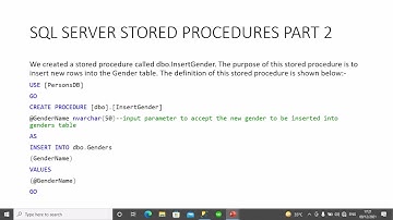 SQL SERVER STORED PROCEDURE PART 2