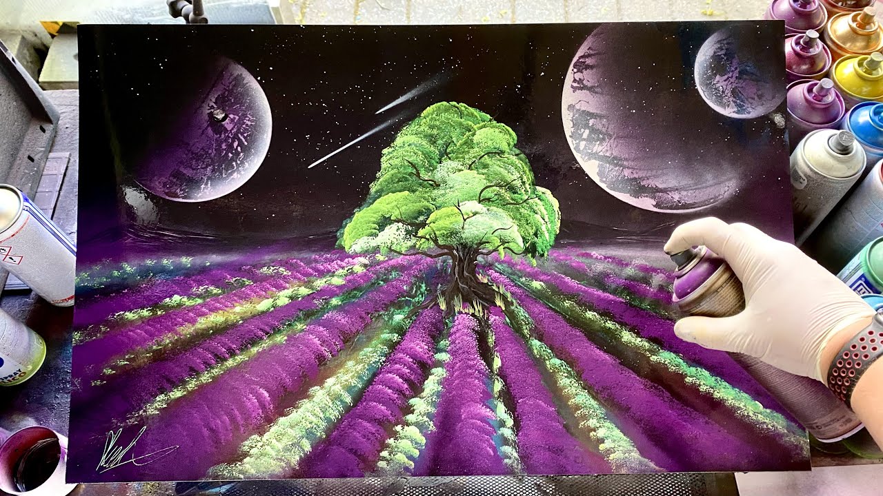 Lavender Field - SPRAY PAINT ART by Skech - YouTube
