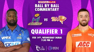 Match -32: MI Emirates vs Gulf Giants Qualifiers 1, OFFICIAL Ball-by-Ball Commentary |#ILT20