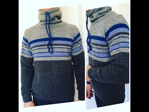 Мужской свитер с хомутом спицами
