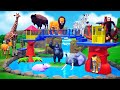 Wild Animals Tree House at Forest - Lion, Gorilla, Giraffe, Monkey, Tige...