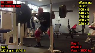2020.01.16 - Day 1 - Week 7 - Competition squat + pause competition bench press