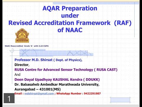 AQAR Preparation ( Part 1) under RAF of NAAC