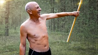 Отец в 70 лет делает 4 простые упражнения с палкой для пожилых по оздоровительной методике ЧЕРЕНОК®