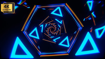 4K Blue & Orange Flashing Triangle Mirror Tunnel Vj Loop ScreenSaver | No Copyright Background Video