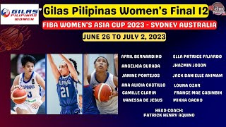 Gilas Pilipinas Womens Final 12 | FIBA WOMENS ASIA CUP 2023 | SYDNEY AUSTRALIA