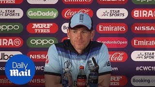Eoin Morgan reacts to the defeat against Australia