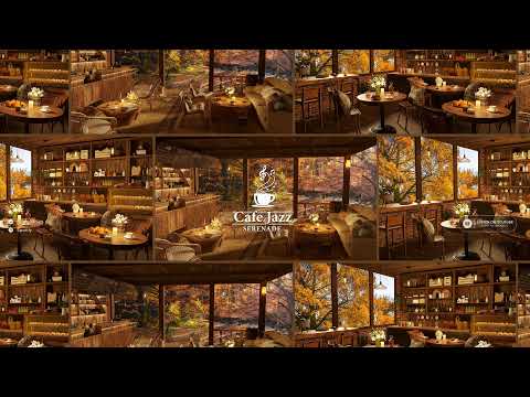 Halloween Jazz 🎃 Cozy Fall Porch Coffee Shop Ambience with Smooth Jazz Music 🍂 Background Music