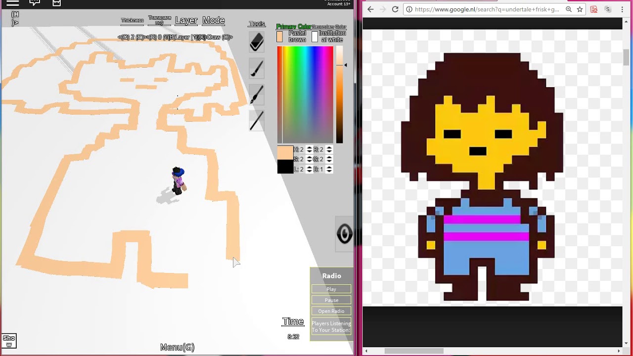 Drawing Frisk Pixel From Undertale In Roblox Free Draw Youtube - cross frisk roblox